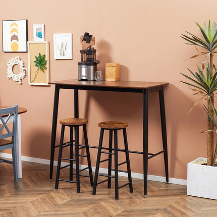 Industrial bar table with metal frame - walnut, 118x58x108cm