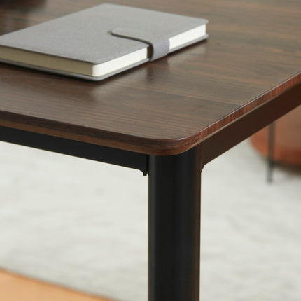 Industrial bar table with metal frame - walnut, 118x58x108cm