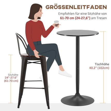Bar Table for 2, Round, 60x60x102 cm, Black
