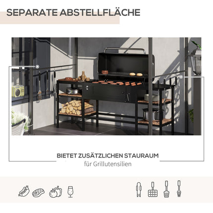 Grill roof with UV-resistant rain cover, beige steel frame