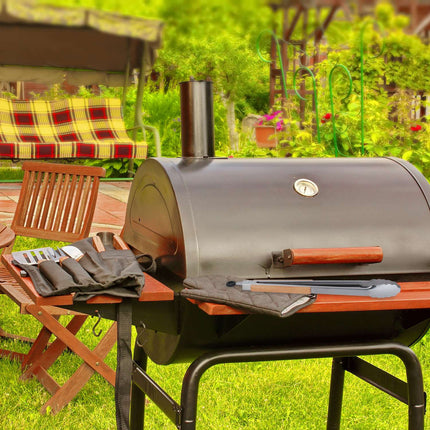 Barbecue tongs in stainless steel with wooden handle