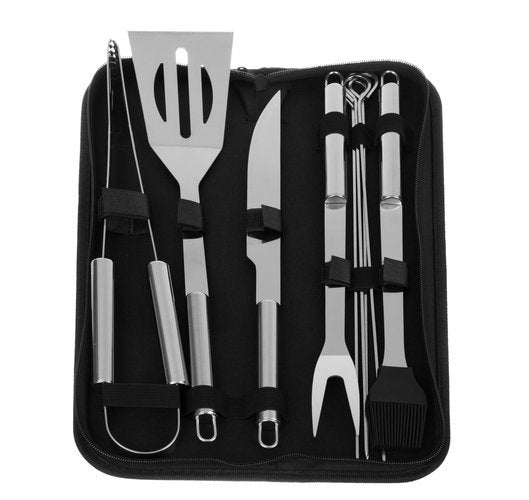 Barbecue utensils - set of 9 accessories + case
