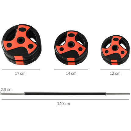 Adjustable 20 kg barbell set with non-slip handle, floor safe