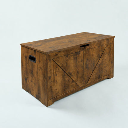 Barn-Style Storage Bench, Brown MDF – 100x40x46 cm