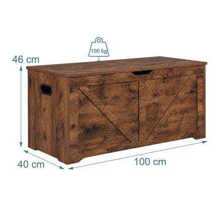 Barn-Style Storage Bench, Brown MDF – 100x40x46 cm
