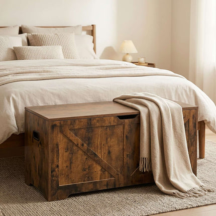 Barn-Style Storage Bench, Light Grey, 100x40 cm, MDF