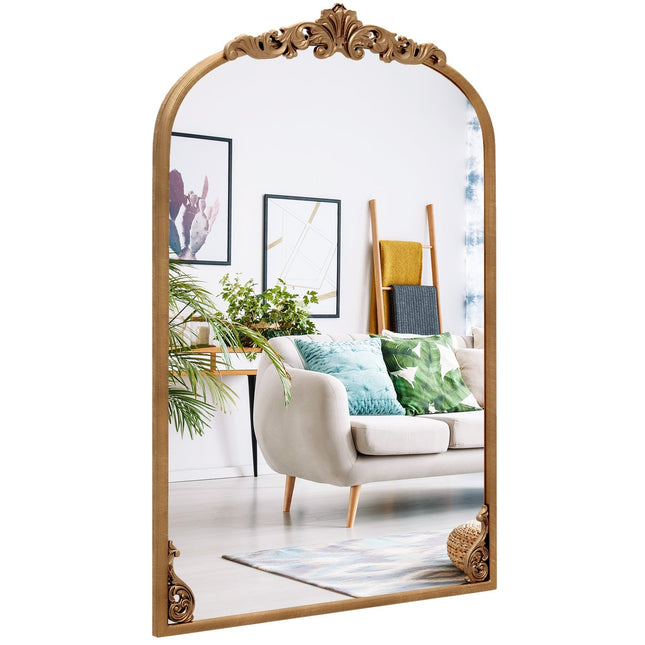 Baroque Wall Mirror, Gold Metal Frame, 90 x 61 cm
