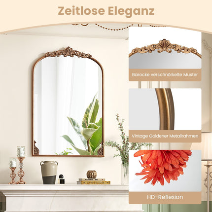 Baroque Wall Mirror, Gold Metal Frame, 90 x 61 cm