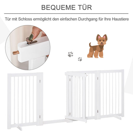 Freestanding wooden dog gate with door, foldable 75cm