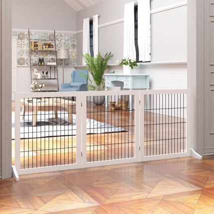 Dog barrier gate, Pine, White, 185x36x71 cm