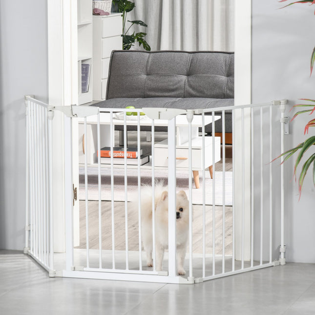Dog Barrier Gate – Metal & Plastic, 180x74.5 cm, White