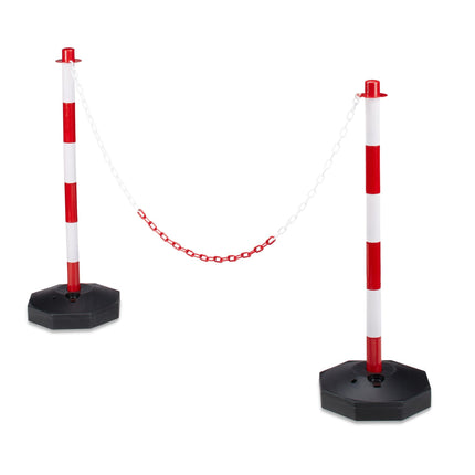 Barrier post made of plastic with chain
