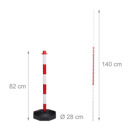Barrier post made of plastic with chain