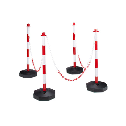 Barrier post made of plastic with chain