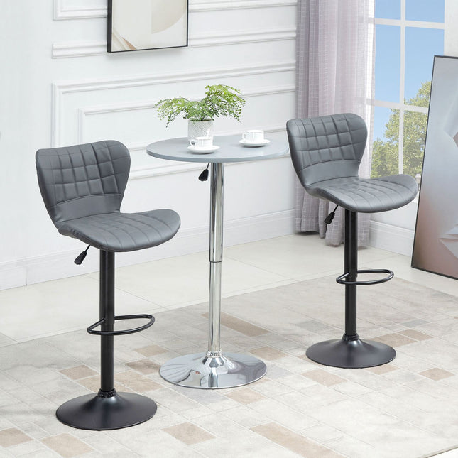 Adjustable Gray Bar Stools Set of 2 - Backrest & Footrest