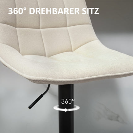 Height-adjustable beige bar stools, set of 2, 360° rotatable
