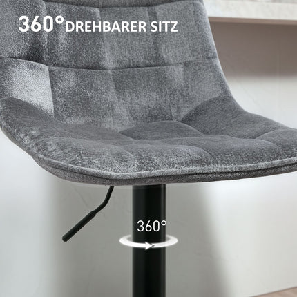 Dark gray adjustable barstools, set of 2, with backrest