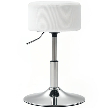 Bar stool, upholstered bar chair with metal frame, corduroy look, height adjustable, 360° rotatable, white