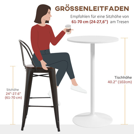 Round dining table in white steel - Ø60 x 102 cm