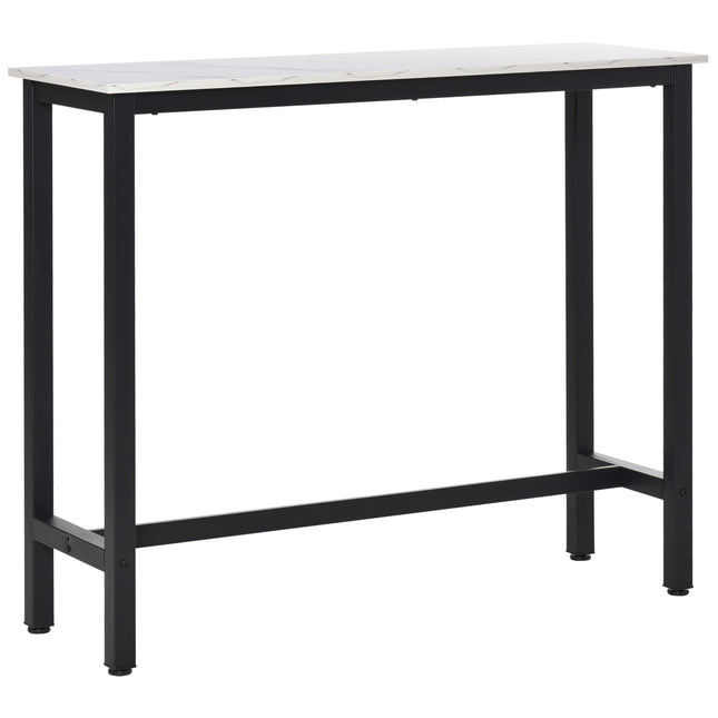 Bar table with marble look, adjustable feet, steel 120x40x100 cm