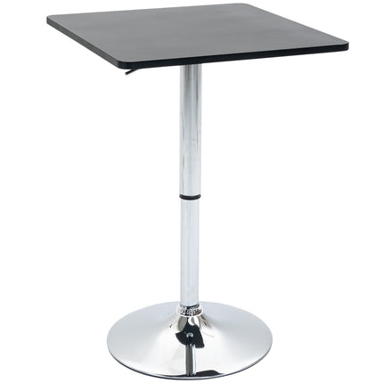 Height-adjustable pole table, rotating table top, black