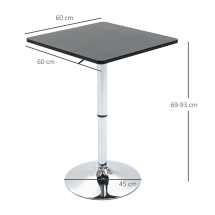 Height-adjustable pole table, rotating table top, black