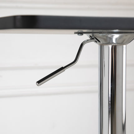 Height-adjustable pole table, rotating table top, black