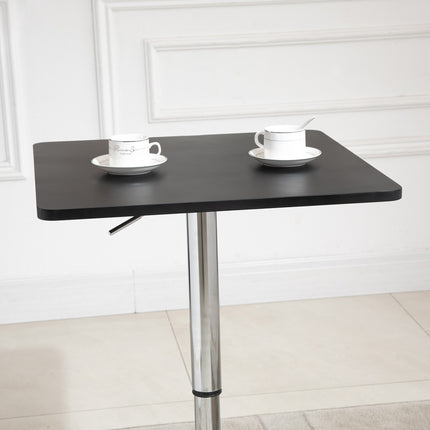 Height-adjustable pole table, rotating table top, black