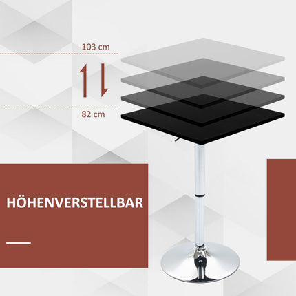 Height-adjustable pole table, rotating table top, black