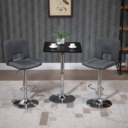 Height-adjustable pole table, rotating table top, black