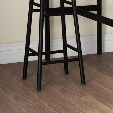 Industrial bar table set with stools, rustic brown steel