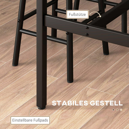 Industrial bar table set with stools, rustic brown steel