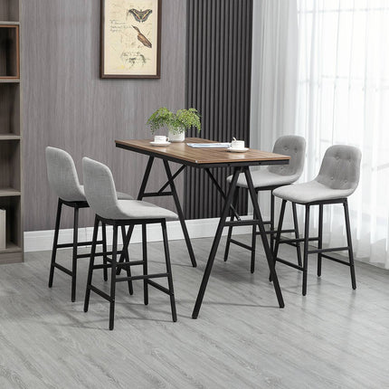 Bar table set, 5-piece, metal, 120x60x91 cm, light brown
