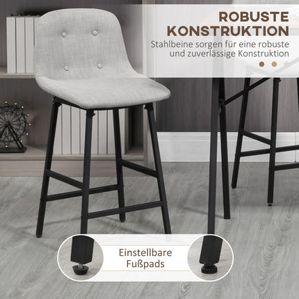 Bar table set, 5-piece, metal, 120x60x91 cm, light brown