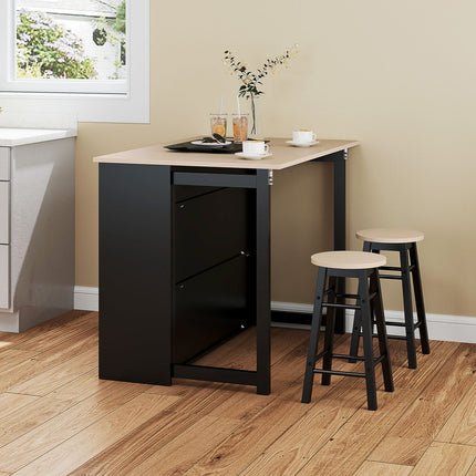3-piece black dining room set, folding top and storage cabinet