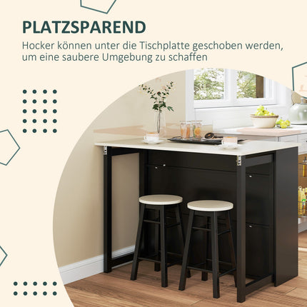 3-piece black dining room set, folding top and storage cabinet