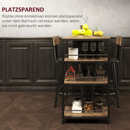 Modern bar table set, 3 parts with storage shelves