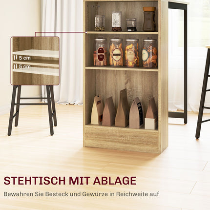 Bar table set with storage, 3-piece – Steel & Oak