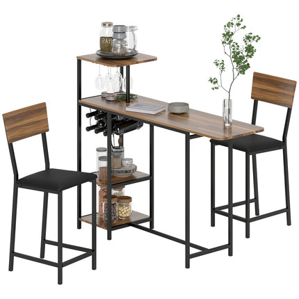 3-piece bar table set with wine rack and glass holder