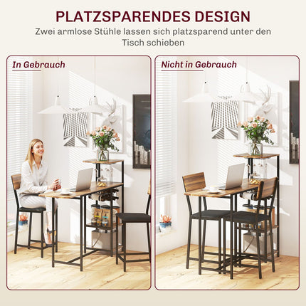 3-piece bar table set with wine rack and glass holder