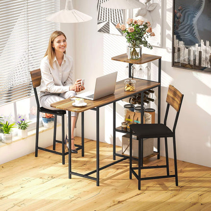 3-piece bar table set with wine rack and glass holder