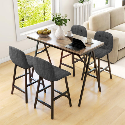 Dark gray bar table set in steel, 5-piece dining group