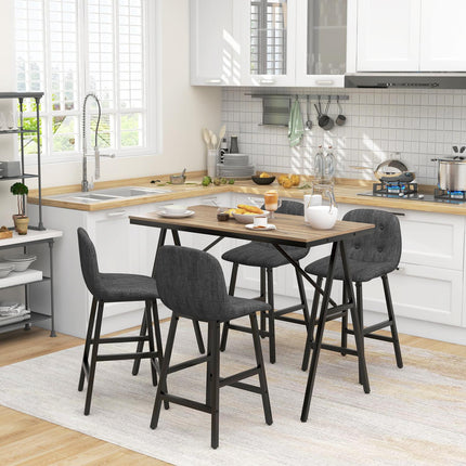 Dark gray bar table set in steel, 5-piece dining group