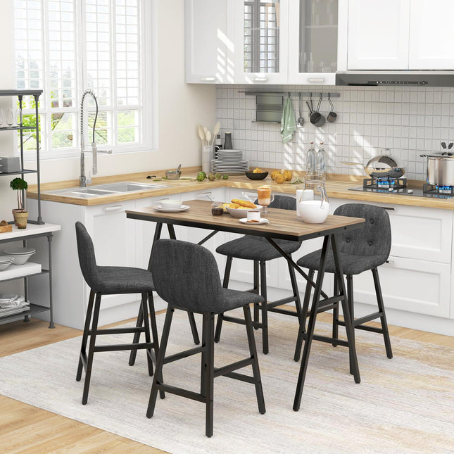 Dark gray bar table set in steel, 5-piece dining group