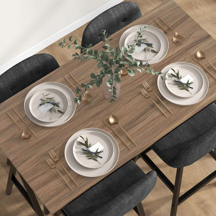 Dark gray bar table set in steel, 5-piece dining group
