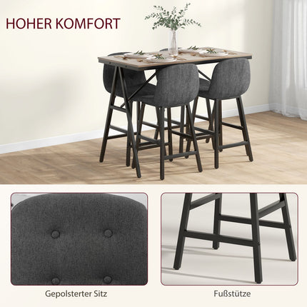 Dark gray bar table set in steel, 5-piece dining group