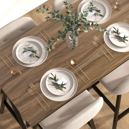 Bar table set with stools, 5-piece, steel, beige, 120x60x91 cm