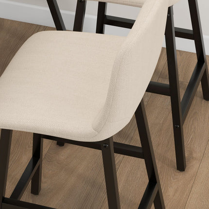 Bar table set with stools, 5-piece, steel, beige, 120x60x91 cm