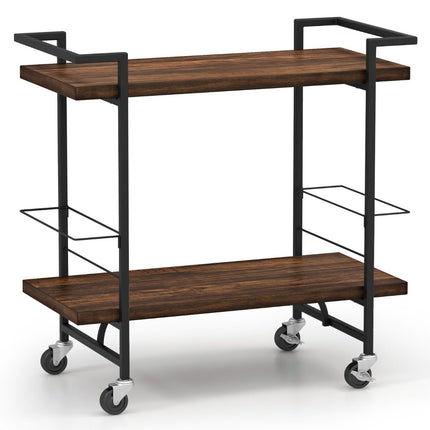 Bar trolley with lockable wheels and non-slip railing kitchen trolley