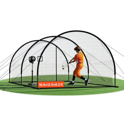 Baseball Batting Cage 19.9x12x8.2 ft, Machine Port